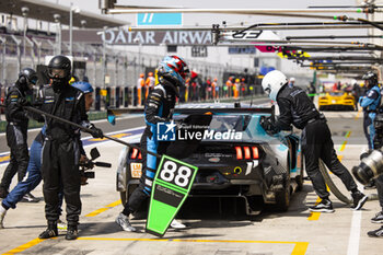 2024-03-02 - 88 OLSEN Dennis (dnk), O. PEDERSEN Mikkel (dnk), RODA Giorgio (ita), Proton Competition, Ford Mustang GT3 #88, LM GT3, pit stop during the Qatar Airways Qatar 1812 KM, 1st round of the 2024 FIA World Endurance Championship, from February 29 to March 02, 2024 on the Losail International Circuit in Lusail, Qatar - FIA WEC - QATAR AIRWAYS QATAR 1812 KM - ENDURANCE - MOTORS