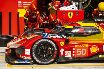 2024-03-02 - 50 FUOCO Antonio (ita), MOLINA Miguel (spa), NIELSEN Nicklas (dnk), Ferrari AF Corse, Ferrari 499P #50, Hypercar, pit stop during the Qatar Airways Qatar 1812 KM, 1st round of the 2024 FIA World Endurance Championship, from February 29 to March 02, 2024 on the Losail International Circuit in Lusail, Qatar - FIA WEC - QATAR AIRWAYS QATAR 1812 KM - ENDURANCE - MOTORS