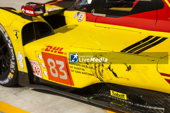 2024-03-02 - 83 KUBICA Robert (pol), SHWARTZMAN Robert (isr), YE Yifei (chn), AF Corse, Ferrari 499P #83, Hypercar, tyre mark during the Qatar Airways Qatar 1812 KM, 1st round of the 2024 FIA World Endurance Championship, from February 29 to March 02, 2024 on the Losail International Circuit in Lusail, Qatar - FIA WEC - QATAR AIRWAYS QATAR 1812 KM - ENDURANCE - MOTORS