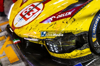 2024-03-02 - 83 KUBICA Robert (pol), SHWARTZMAN Robert (isr), YE Yifei (chn), AF Corse, Ferrari 499P #83, Hypercar, Damage during the Qatar Airways Qatar 1812 KM, 1st round of the 2024 FIA World Endurance Championship, from February 29 to March 02, 2024 on the Losail International Circuit in Lusail, Qatar - FIA WEC - QATAR AIRWAYS QATAR 1812 KM - ENDURANCE - MOTORS