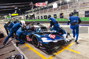 2024-03-02 - 35 MILESI Charles (fra), HABSBURG-LOTHRINGEN Ferdinand (aut), CHATIN Paul-Loup (fra), Alpine Endurance Team #35, Alpine A424, Hypercar, pit stop during the Qatar Airways Qatar 1812 KM, 1st round of the 2024 FIA World Endurance Championship, from February 29 to March 02, 2024 on the Losail International Circuit in Lusail, Qatar - FIA WEC - QATAR AIRWAYS QATAR 1812 KM - ENDURANCE - MOTORS