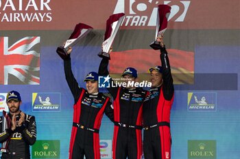 2024-03-02 - 06 ESTRE Kevin (fra), LOTTERER André (ger), VANTHOOR Laurens (bel), Porsche Penske Motorsport, Porsche 963 #06, Hypercar, podium during the Qatar Airways Qatar 1812 KM, 1st round of the 2024 FIA World Endurance Championship, from February 29 to March 02, 2024 on the Losail International Circuit in Lusail, Qatar - FIA WEC - QATAR AIRWAYS QATAR 1812 KM - ENDURANCE - MOTORS