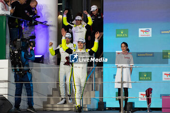 2024-03-02 - 92 MALYKHIN Aliaksandr (kna), STURM Joel (ger), BACHLER Klaus (aut), Manthey Purerxcing, Porsche 911 GT3 R #91, LM GT3, podium during the Qatar Airways Qatar 1812 KM, 1st round of the 2024 FIA World Endurance Championship, from February 29 to March 02, 2024 on the Losail International Circuit in Lusail, Qatar - FIA WEC - QATAR AIRWAYS QATAR 1812 KM - ENDURANCE - MOTORS