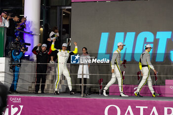 2024-03-02 - 92 MALYKHIN Aliaksandr (kna), STURM Joel (ger), BACHLER Klaus (aut), Manthey Purerxcing, Porsche 911 GT3 R #91, LM GT3, podium during the Qatar Airways Qatar 1812 KM, 1st round of the 2024 FIA World Endurance Championship, from February 29 to March 02, 2024 on the Losail International Circuit in Lusail, Qatar - FIA WEC - QATAR AIRWAYS QATAR 1812 KM - ENDURANCE - MOTORS