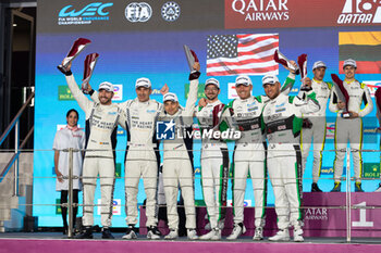 2024-03-02 - 27 JAMES Ian (usa), MANCINELLI Daniel (ita), RIBERAS Alex (spa), Heart of Racing Team, Aston Martin Vantage GT3 #27, LM GT3, 777 SORENSEN Marco (dnk), MATEU Clément (fra), BASTARD Erwan (fra), D'Station Racing, Aston Martin Vantage GT3 #777, LM GT3, podium during the Qatar Airways Qatar 1812 KM, 1st round of the 2024 FIA World Endurance Championship, from February 29 to March 02, 2024 on the Losail International Circuit in Lusail, Qatar - FIA WEC - QATAR AIRWAYS QATAR 1812 KM - ENDURANCE - MOTORS