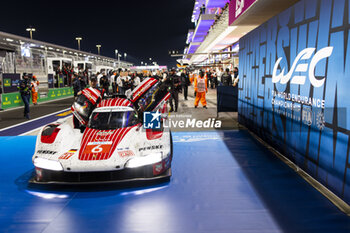 2024-03-02 - 06 ESTRE Kevin (fra), LOTTERER André (ger), VANTHOOR Laurens (bel), Porsche Penske Motorsport, Porsche 963 #06, Hypercar, celebration podium during the Qatar Airways Qatar 1812 KM, 1st round of the 2024 FIA World Endurance Championship, from February 29 to March 02, 2024 on the Losail International Circuit in Lusail, Qatar - FIA WEC - QATAR AIRWAYS QATAR 1812 KM - ENDURANCE - MOTORS