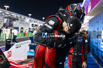 2024-03-02 - 06 ESTRE Kevin (fra), LOTTERER André (ger), VANTHOOR Laurens (bel), Porsche Penske Motorsport, Porsche 963 #06, Hypercar, celebration podium during the Qatar Airways Qatar 1812 KM, 1st round of the 2024 FIA World Endurance Championship, from February 29 to March 02, 2024 on the Losail International Circuit in Lusail, Qatar - FIA WEC - QATAR AIRWAYS QATAR 1812 KM - ENDURANCE - MOTORS