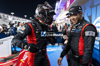 2024-03-02 - 06 ESTRE Kevin (fra), LOTTERER André (ger), VANTHOOR Laurens (bel), Porsche Penske Motorsport, Porsche 963 #06, Hypercar, celebration podium during the Qatar Airways Qatar 1812 KM, 1st round of the 2024 FIA World Endurance Championship, from February 29 to March 02, 2024 on the Losail International Circuit in Lusail, Qatar - FIA WEC - QATAR AIRWAYS QATAR 1812 KM - ENDURANCE - MOTORS