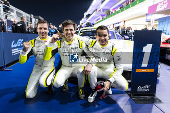 2024-03-02 - 92 MALYKHIN Aliaksandr (kna), STURM Joel (ger), BACHLER Klaus (aut), Manthey Purerxcing, Porsche 911 GT3 R #91, LM GT3 celebration LM GT3 Win during the Qatar Airways Qatar 1812 KM, 1st round of the 2024 FIA World Endurance Championship, from February 29 to March 02, 2024 on the Losail International Circuit in Lusail, Qatar - FIA WEC - QATAR AIRWAYS QATAR 1812 KM - ENDURANCE - MOTORS