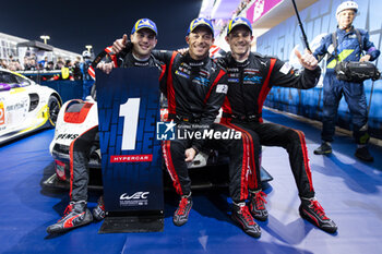 2024-03-02 - 06 ESTRE Kevin (fra), LOTTERER André (ger), VANTHOOR Laurens (bel), Porsche Penske Motorsport, Porsche 963 #06, Hypercar, podium, portrait during the Qatar Airways Qatar 1812 KM, 1st round of the 2024 FIA World Endurance Championship, from February 29 to March 02, 2024 on the Losail International Circuit in Lusail, Qatar - FIA WEC - QATAR AIRWAYS QATAR 1812 KM - ENDURANCE - MOTORS