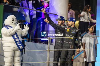 2024-03-02 - 12 STEVENS Will (gbr), NATO Norman (fra), ILOTT Callum (gbr), Hertz Team Jota, Porsche 963 #12, Hypercar, podium, portrait during the Qatar Airways Qatar 1812 KM, 1st round of the 2024 FIA World Endurance Championship, from February 29 to March 02, 2024 on the Losail International Circuit in Lusail, Qatar - FIA WEC - QATAR AIRWAYS QATAR 1812 KM - ENDURANCE - MOTORS