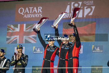 2024-03-02 - 06 ESTRE Kevin (fra), LOTTERER André (ger), VANTHOOR Laurens (bel), Porsche Penske Motorsport, Porsche 963 #06, Hypercar, podium, portrait during the Qatar Airways Qatar 1812 KM, 1st round of the 2024 FIA World Endurance Championship, from February 29 to March 02, 2024 on the Losail International Circuit in Lusail, Qatar - FIA WEC - QATAR AIRWAYS QATAR 1812 KM - ENDURANCE - MOTORS