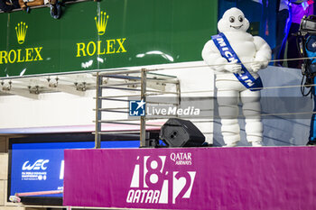 2024-03-02 - Michelin, Bibendum on the podium during the Qatar Airways Qatar 1812 KM, 1st round of the 2024 FIA World Endurance Championship, from February 29 to March 02, 2024 on the Losail International Circuit in Lusail, Qatar - FIA WEC - QATAR AIRWAYS QATAR 1812 KM - ENDURANCE - MOTORS