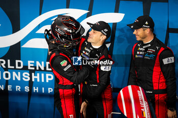 2024-03-02 - LOTTERER André (ger), Porsche Penske Motorsport, Porsche 936, portrait, VANTHOOR Laurens (bel), Porsche Penske Motorsport, Porsche 936, portrait, ESTRE Kevin (fra), Porsche Penske Motorsport, Porsche 963, portrait during the Qatar Airways Qatar 1812 KM, 1st round of the 2024 FIA World Endurance Championship, from February 29 to March 02, 2024 on the Losail International Circuit in Lusail, Qatar - FIA WEC - QATAR AIRWAYS QATAR 1812 KM - ENDURANCE - MOTORS