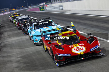 2024-03-02 - 50 FUOCO Antonio (ita), MOLINA Miguel (spa), NIELSEN Nicklas (dnk), Ferrari AF Corse, Ferrari 499P #50, Hypercar, ambiance parc fermé during the Qatar Airways Qatar 1812 KM, 1st round of the 2024 FIA World Endurance Championship, from February 29 to March 02, 2024 on the Losail International Circuit in Lusail, Qatar - FIA WEC - QATAR AIRWAYS QATAR 1812 KM - ENDURANCE - MOTORS