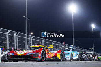 2024-03-02 - 50 FUOCO Antonio (ita), MOLINA Miguel (spa), NIELSEN Nicklas (dnk), Ferrari AF Corse, Ferrari 499P #50, Hypercar, ambiance parc fermé during the Qatar Airways Qatar 1812 KM, 1st round of the 2024 FIA World Endurance Championship, from February 29 to March 02, 2024 on the Losail International Circuit in Lusail, Qatar - FIA WEC - QATAR AIRWAYS QATAR 1812 KM - ENDURANCE - MOTORS