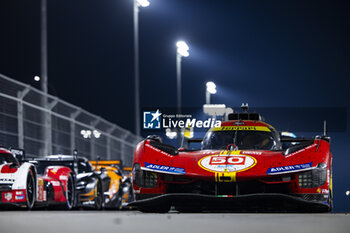 2024-03-02 - 50 FUOCO Antonio (ita), MOLINA Miguel (spa), NIELSEN Nicklas (dnk), Ferrari AF Corse, Ferrari 499P #50, Hypercar, ambiance parc fermé during the Qatar Airways Qatar 1812 KM, 1st round of the 2024 FIA World Endurance Championship, from February 29 to March 02, 2024 on the Losail International Circuit in Lusail, Qatar - FIA WEC - QATAR AIRWAYS QATAR 1812 KM - ENDURANCE - MOTORS