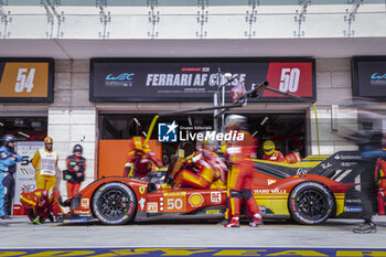 2024-03-02 - 50 FUOCO Antonio (ita), MOLINA Miguel (spa), NIELSEN Nicklas (dnk), Ferrari AF Corse, Ferrari 499P #50, pitlane, during the Qatar Airways Qatar 1812 KM, 1st round of the 2024 FIA World Endurance Championship, from February 29 to March 02, 2024 on the Losail International Circuit in Lusail, Qatar - FIA WEC - QATAR AIRWAYS QATAR 1812 KM - ENDURANCE - MOTORS