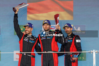 2024-03-02 - podium, portrait, 05 CAMPBELL Matt (aus), CHRISTENSEN Michael (dnk), MAKOWIECKI Frédéric (fra), Porsche Penske Motorsport, Porsche 963 #05, Hypercar, actionduring the Qatar Airways Qatar 1812 KM, 1st round of the 2024 FIA World Endurance Championship, from February 29 to March 02, 2024 on the Losail International Circuit in Lusail, Qatar - FIA WEC - QATAR AIRWAYS QATAR 1812 KM - ENDURANCE - MOTORS