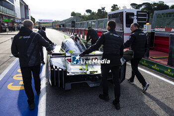 2024-04-18 - 93 JENSEN Mikkel (dnk), MULLER Nico (swi), VERGNE Jean-Eric (fra), Peugeot TotalEnergies, Peugeot 9x8 #93, Hypercar, going to Scrutineering during the 2024 6 Hours of Imola, 2nd round of the 2024 FIA World Endurance Championship, from April 18 to 21, 2024 on the Autodromo Internazionale Enzo e Dino Ferrari in Imola, Qatar - FIA WEC - 6 HOURS OF IMOLA 2024 - ENDURANCE - MOTORS