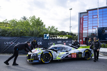 2024-04-18 - 93 JENSEN Mikkel (dnk), MULLER Nico (swi), VERGNE Jean-Eric (fra), Peugeot TotalEnergies, Peugeot 9x8 #93, Hypercar, going to Scrutineering during the 2024 6 Hours of Imola, 2nd round of the 2024 FIA World Endurance Championship, from April 18 to 21, 2024 on the Autodromo Internazionale Enzo e Dino Ferrari in Imola, Qatar - FIA WEC - 6 HOURS OF IMOLA 2024 - ENDURANCE - MOTORS