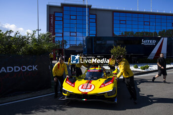 2024-04-18 - 83 KUBICA Robert (pol), SHWARTZMAN Robert (isr), YE Yifei (chn), AF Corse, Ferrari 499P #83, Hypercar, going to scrutineering, verifications techniques, during the 2024 6 Hours of Imola, 2nd round of the 2024 FIA World Endurance Championship, from April 18 to 21, 2024 on the Autodromo Internazionale Enzo e Dino Ferrari in Imola, Qatar - FIA WEC - 6 HOURS OF IMOLA 2024 - ENDURANCE - MOTORS