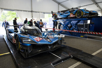 2024-04-18 - 35 MILESI Charles (fra), GOUNON Jules (fra), CHATIN Paul-Loup (fra), Alpine Endurance Team #35, Alpine A424, Hypercar, 36 VAXIVIERE Matthieu (fra), SCHUMACHER Mick (ger), LAPIERRE Nicolas (fra), Alpine Endurance Team, Alpine A424 #36, Hypercar, scrutineering, verifications techniques during the 2024 6 Hours of Imola, 2nd round of the 2024 FIA World Endurance Championship, from April 18 to 21, 2024 on the Autodromo Internazionale Enzo e Dino Ferrari in Imola - FIA WEC - 6 HOURS OF IMOLA 2024 - ENDURANCE - MOTORS