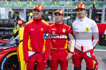 2024-04-21 - CALADO James (gbr), Ferrari AF Corse, Ferrari 499P, PIER GUIDI Alessandro (ita), Ferrari AF Corse, Ferrari 499P, GIOVINAZZI Antonio (ita), Ferrari AF Corse, Ferrari 499P, portrait during the 2024 6 Hours of Imola, 2nd round of the 2024 FIA World Endurance Championship, from April 18 to 21, 2024 on the Autodromo Internazionale Enzo e Dino Ferrari in Imola - FIA WEC - 6 HOURS OF IMOLA 2024 - ENDURANCE - MOTORS