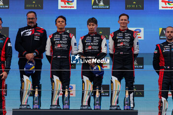 2024-04-21 - 07 CONWAY Mike (gbr), KOBAYASHI Kamui (jpn), DE VRIES Nyck (nld), Toyota Gazoo Racing, Toyota GR010 - Hybrid #07, Hypercar, portrait podium during the 2024 6 Hours of Imola, 2nd round of the 2024 FIA World Endurance Championship, from April 18 to 21, 2024 on the Autodromo Internazionale Enzo e Dino Ferrari in Imola, Italy - FIA WEC - 6 HOURS OF IMOLA 2024 - ENDURANCE - MOTORS