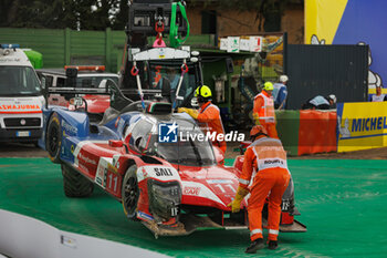 21/04/2024 - 11 VERNAY Jean-Karl (fra), SERRAVALLE Antonio (can), BENNETT Carl (tha), Isotta Fraschini, Isotta Fraschini Tipo6-C #11, Hypercar, action crash, accident, during the 2024 6 Hours of Imola, 2nd round of the 2024 FIA World Endurance Championship, from April 18 to 21, 2024 on the Autodromo Internazionale Enzo e Dino Ferrari in Imola, Italy - FIA WEC - 6 HOURS OF IMOLA 2024 - ENDURANCE - MOTORI