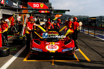 2024-05-08 - 50 FUOCO Antonio (ita), MOLINA Miguel (spa), NIELSEN Nicklas (dnk), Ferrari AF Corse, Ferrari 499P #50, Hypercar, in pitlane, during the 2024 TotalEnergies 6 Hours of Spa-Francorchamps, 3rd round of the 2024 FIA World Endurance Championship, from May 8 to 11, 2024 on the Circuit de Spa-Francorchamps in Stavelot, Belgium - FIA WEC - 6 HOURS OF SPA-FRANCORCHAMPS 2024 - ENDURANCE - MOTORS