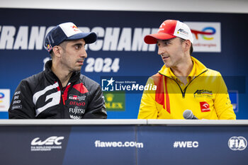 09/05/2024 - BUEMI Sébastien (swi), Toyota Gazoo Racing, Toyota GR010 - Hybrid, KUBICA Robert (pol), AF Corse, Ferrari 499P, portrait at pre-event press conference during the 2024 TotalEnergies 6 Hours of Spa-Francorchamps, 3rd round of the 2024 FIA World Endurance Championship, from May 8 to 11, 2024 on the Circuit de Spa-Francorchamps in Stavelot, Belgium - FIA WEC - 6 HOURS OF SPA-FRANCORCHAMPS 2024 - ENDURANCE - MOTORI