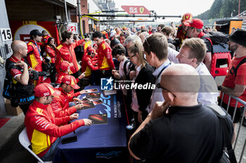 2024-05-10 - 50 FUOCO Antonio (ita), MOLINA Miguel (spa), NIELSEN Nicklas (dnk), Ferrari AF Corse, Ferrari 499P #50, Hypercar, portrait autograph session, session autographe during the 2024 TotalEnergies 6 Hours of Spa-Francorchamps, 3rd round of the 2024 FIA World Endurance Championship, from May 8 to 11, 2024 on the Circuit de Spa-Francorchamps in Stavelot, Belgium - FIA WEC - 6 HOURS OF SPA-FRANCORCHAMPS 2024 - ENDURANCE - MOTORS