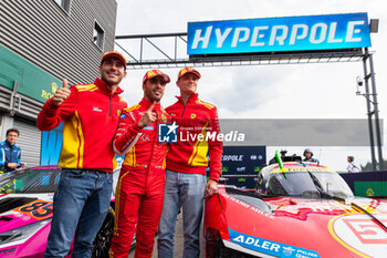 2024-05-10 - FUOCO Antonio (ita), Ferrari AF Corse, Ferrari 499P, portrait, MOLINA Miguel (spa), Ferrari AF Corse, Ferrari 499P, portrait, NIELSEN Nicklas (dnk), Ferrari AF Corse, Ferrari 499P, portrait hyperpole during the 2024 TotalEnergies 6 Hours of Spa-Francorchamps, 3rd round of the 2024 FIA World Endurance Championship, from May 8 to 11, 2024 on the Circuit de Spa-Francorchamps in Stavelot, Belgium - FIA WEC - 6 HOURS OF SPA-FRANCORCHAMPS 2024 - ENDURANCE - MOTORS