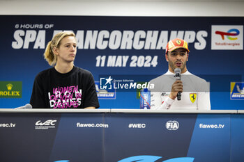 2024-05-10 - BOVY Sarah (bel), Iron Dames, Lamborghini Huracan GT3 Evo2, FUOCO Antonio (ita), Ferrari AF Corse, Ferrari 499P, portrait, post qualifying press conference during the 2024 TotalEnergies 6 Hours of Spa-Francorchamps, 3rd round of the 2024 FIA World Endurance Championship, from May 8 to 11, 2024 on the Circuit de Spa-Francorchamps in Stavelot, Belgium - FIA WEC - 6 HOURS OF SPA-FRANCORCHAMPS 2024 - ENDURANCE - MOTORS