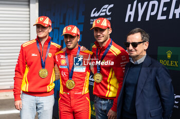 2024-05-10 - NIELSEN Nicklas (dnk), FUOCO Antonio (ita), MOLINA Miguel (spa), Ferrari AF Corse, Ferrari 499P #50, FILLON Pierre (fra), President of ACO, portrait during the 2024 TotalEnergies 6 Hours of Spa-Francorchamps, 3rd round of the 2024 FIA World Endurance Championship, from May 8 to 11, 2024 on the Circuit de Spa-Francorchamps in Stavelot, Belgium - FIA WEC - 6 HOURS OF SPA-FRANCORCHAMPS 2024 - ENDURANCE - MOTORS