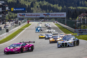 2024-05-11 - Start of the race, 85 BOVY Sarah (bel), FREY RAHEL (swi), GATTING Michelle (dnk), Iron Dames, Lamborghini Huracan GT3 Evo2 #85, LM GT3, action during the 2024 TotalEnergies 6 Hours of Spa-Francorchamps, 3rd round of the 2024 FIA World Endurance Championship, from May 8 to 11, 2024 on the Circuit de Spa-Francorchamps in Stavelot, Belgium - FIA WEC - 6 HOURS OF SPA-FRANCORCHAMPS 2024 - ENDURANCE - MOTORS