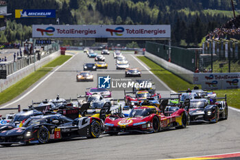 2024-05-11 - Start of the race, 51 PIER GUIDI Alessandro (ita), CALADO James (gbr), GIOVINAZZI Antonio (ita), Ferrari AF Corse, Ferrari 499P #51, Hypercar, action during the 2024 TotalEnergies 6 Hours of Spa-Francorchamps, 3rd round of the 2024 FIA World Endurance Championship, from May 8 to 11, 2024 on the Circuit de Spa-Francorchamps in Stavelot, Belgium - FIA WEC - 6 HOURS OF SPA-FRANCORCHAMPS 2024 - ENDURANCE - MOTORS