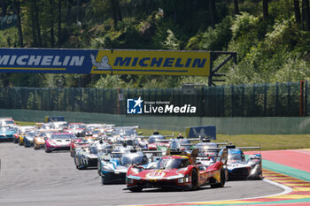 2024-05-11 - 51 PIER GUIDI Alessandro (ita), CALADO James (gbr), GIOVINAZZI Antonio (ita), Ferrari AF Corse, Ferrari 499P #51, Hypercar, action, depart, start, during the 2024 TotalEnergies 6 Hours of Spa-Francorchamps, 3rd round of the 2024 FIA World Endurance Championship, from May 8 to 11, 2024 on the Circuit de Spa-Francorchamps in Stavelot, Belgium - FIA WEC - 6 HOURS OF SPA-FRANCORCHAMPS 2024 - ENDURANCE - MOTORS