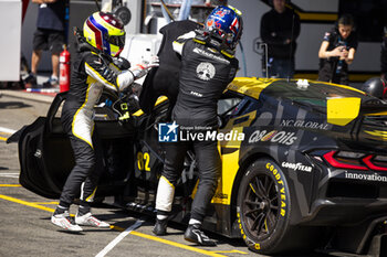 2024-05-11 - 82 JUNCADELLA Daniel (spa), BAUD Sébastien (fra), KOIZUMI Hiroshi (jpn), TF Sport, Corvette Z06 GT3.R #82, LM GT3, pit stop during the 2024 TotalEnergies 6 Hours of Spa-Francorchamps, 3rd round of the 2024 FIA World Endurance Championship, from May 8 to 11, 2024 on the Circuit de Spa-Francorchamps in Stavelot, Belgium - FIA WEC - 6 HOURS OF SPA-FRANCORCHAMPS 2024 - ENDURANCE - MOTORS