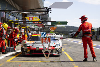 2024-05-11 - 54 FLOHR Thomas (swi), CASTELLACCI Francesco (ita), RIGON Davide (ita), Vista AF Corse, Ferrari 296 GT3 #54, LM GT3, pit stop during the 2024 TotalEnergies 6 Hours of Spa-Francorchamps, 3rd round of the 2024 FIA World Endurance Championship, from May 8 to 11, 2024 on the Circuit de Spa-Francorchamps in Stavelot, Belgium - FIA WEC - 6 HOURS OF SPA-FRANCORCHAMPS 2024 - ENDURANCE - MOTORS