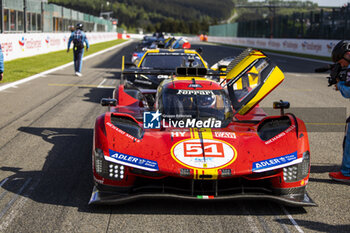 2024-05-11 - 51 PIER GUIDI Alessandro (ita), CALADO James (gbr), GIOVINAZZI Antonio (ita), Ferrari AF Corse, Ferrari 499P #51, Hypercar, action at red flag during the 2024 TotalEnergies 6 Hours of Spa-Francorchamps, 3rd round of the 2024 FIA World Endurance Championship, from May 8 to 11, 2024 on the Circuit de Spa-Francorchamps in Stavelot, Belgium - FIA WEC - 6 HOURS OF SPA-FRANCORCHAMPS 2024 - ENDURANCE - MOTORS