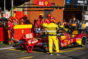 2024-05-11 - 51 PIER GUIDI Alessandro (ita), CALADO James (gbr), GIOVINAZZI Antonio (ita), Ferrari AF Corse, Ferrari 499P #51, Hypercar, action pit stop during the 2024 TotalEnergies 6 Hours of Spa-Francorchamps, 3rd round of the 2024 FIA World Endurance Championship, from May 8 to 11, 2024 on the Circuit de Spa-Francorchamps in Stavelot, Belgium - FIA WEC - 6 HOURS OF SPA-FRANCORCHAMPS 2024 - ENDURANCE - MOTORS