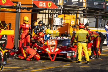 2024-05-11 - 51 PIER GUIDI Alessandro (ita), CALADO James (gbr), GIOVINAZZI Antonio (ita), Ferrari AF Corse, Ferrari 499P #51, Hypercar, action pit stop during the 2024 TotalEnergies 6 Hours of Spa-Francorchamps, 3rd round of the 2024 FIA World Endurance Championship, from May 8 to 11, 2024 on the Circuit de Spa-Francorchamps in Stavelot, Belgium - FIA WEC - 6 HOURS OF SPA-FRANCORCHAMPS 2024 - ENDURANCE - MOTORS