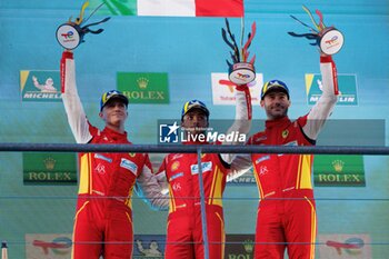 2024-05-11 - 50 FUOCO Antonio (ita), MOLINA Miguel (spa), NIELSEN Nicklas (dnk), Ferrari AF Corse, Ferrari 499P #50, Hypercar, action, podium, during the 2024 TotalEnergies 6 Hours of Spa-Francorchamps, 3rd round of the 2024 FIA World Endurance Championship, from May 8 to 11, 2024 on the Circuit de Spa-Francorchamps in Stavelot, Belgium - FIA WEC - 6 HOURS OF SPA-FRANCORCHAMPS 2024 - ENDURANCE - MOTORS