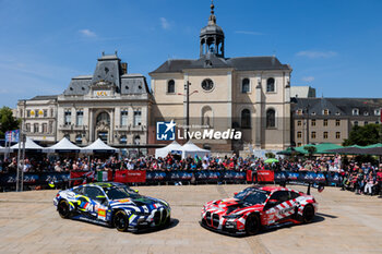 2024-06-07 - 46 MARTIN Maxime (bel), ROSSI Valentino (ita), AL HARTHY Ahmad (omn), Team WRT, BMW M4 GT3 #46, LM GT3 #44, FIA WEC, 31 FARFUS Augusto (bra), GELAEL Sean (ind), LEUNG Darren (gbr), Team WRT, BMW M4 GT3 #31, LM GT3, FIA WEC, portrait during the Scrutineering of the 2024 24 Hours of Le Mans, 4th round of the 2024 FIA World Endurance Championship, on the Place de la République, from June 7 to 8, 2024 in Le Mans, France - 24 HEURES DU MANS 2024 - SCRUTINEERING - ENDURANCE - MOTORS