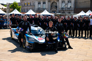 2024-06-07 - 36 VAXIVIERE Matthieu (fra), SCHUMACHER Mick (ger), LAPIERRE Nicolas (fra), Alpine Endurance Team, Alpine A424 #36, Hypercar, FIA WEC, action during the Scrutineering of the 2024 24 Hours of Le Mans, 4th round of the 2024 FIA World Endurance Championship, on the Place de la République, from June 7 to 8, 2024 in Le Mans, France - 24 HEURES DU MANS 2024 - SCRUTINEERING - ENDURANCE - MOTORS