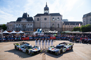 2024-06-07 - 94 VANDOORNE Stoffel (bel), DUVAL Loïc (fra), DI RESTA Paul (gbr), Peugeot TotalEnergies, Peugeot 9x8 #94, Hypercar, FIA WEC, 93 VERGNE Jean-Eric (fra), JENSEN Mikkel (dnk), MULLER Nico (swi), Peugeot TotalEnergies, Peugeot 9x8 #93, Hypercar, FIA WEC, ambiance during the Scrutineering of the 2024 24 Hours of Le Mans, 4th round of the 2024 FIA World Endurance Championship, on the Place de la République, from June 7 to 8, 2024 in Le Mans, France - 24 HEURES DU MANS 2024 - SCRUTINEERING - ENDURANCE - MOTORS