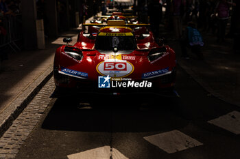 2024-06-08 - 50 FUOCO Antonio (ita), MOLINA Miguel (spa), NIELSEN Nicklas (dnk), Ferrari AF Corse, Ferrari 499P #50, Hypercar, FIA WEC, during the Scrutineering of the 2024 24 Hours of Le Mans, 4th round of the 2024 FIA World Endurance Championship, on the Place de la République, from June 7 to 8, 2024 in Le Mans, France - 24 HEURES DU MANS 2024 - SCRUTINEERING - ENDURANCE - MOTORS