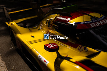 2024-06-08 - 83 KUBICA Robert (pol), SHWARTZMAN Robert (isr), YE Yifei (chn), AF Corse, Ferrari 499P #83, Hypercar, FIA WEC, detail during the Scrutineering of the 2024 24 Hours of Le Mans, 4th round of the 2024 FIA World Endurance Championship, on the Place de la République, from June 7 to 8, 2024 in Le Mans, France - 24 HEURES DU MANS 2024 - SCRUTINEERING - ENDURANCE - MOTORS